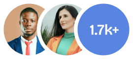 Mais de 1.700 conteúdos publicados com propósito — Redator Digital Ilustração com retratos profissionais e o número 1.7k+, representando mais de 1.700 conteúdos publicados pela Redator Digital com propósito e estratégia.