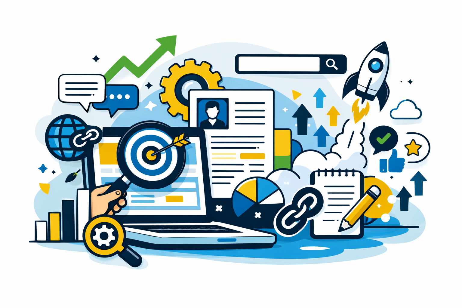 SEO para blogs com foco em estrutura, conteúdo estratégico, dados e otimização para Google e inteligência artificial